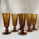 Handblown Glasses, set of 6 Amber Champagne Glasses, designer Iconic Drinkware
