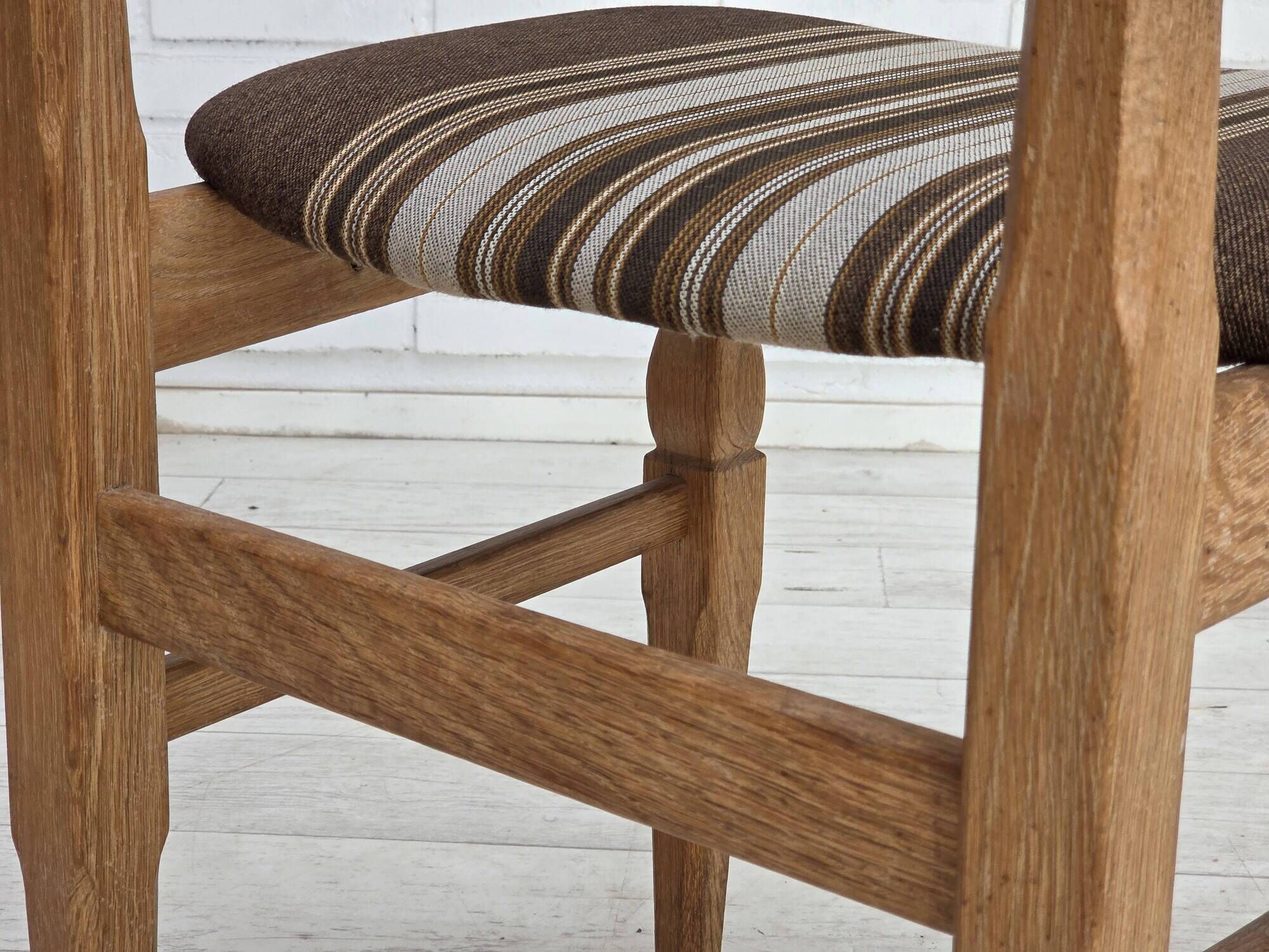 1960s, Danish design by Henning Kjærnulf, et of 4 chairs, wool, oak wood.