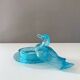Art Deco glass duck, pressed glass turquoise, butter dish