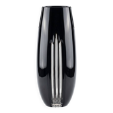 Black and clear cut crystal vase Bohemia Czechoslovakia 1970