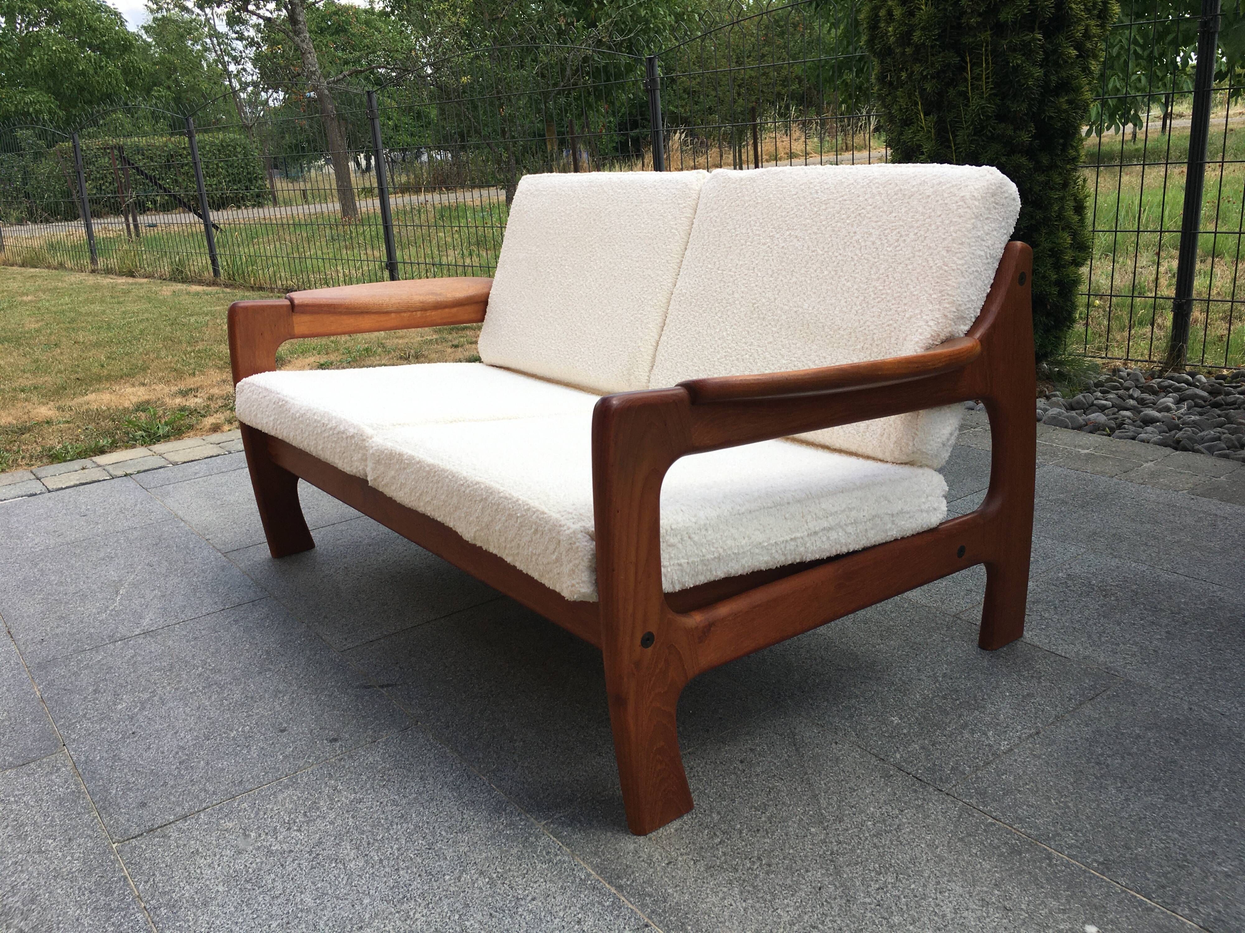 Scandinavian teak 2-seater sofa 60s