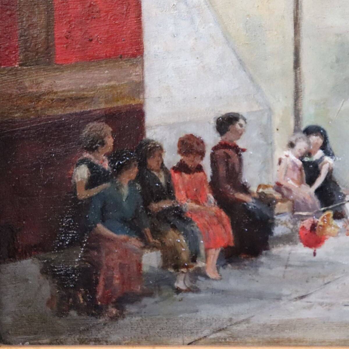 Oil Painting On Canvas, Children At Play, Italy, 19th Century