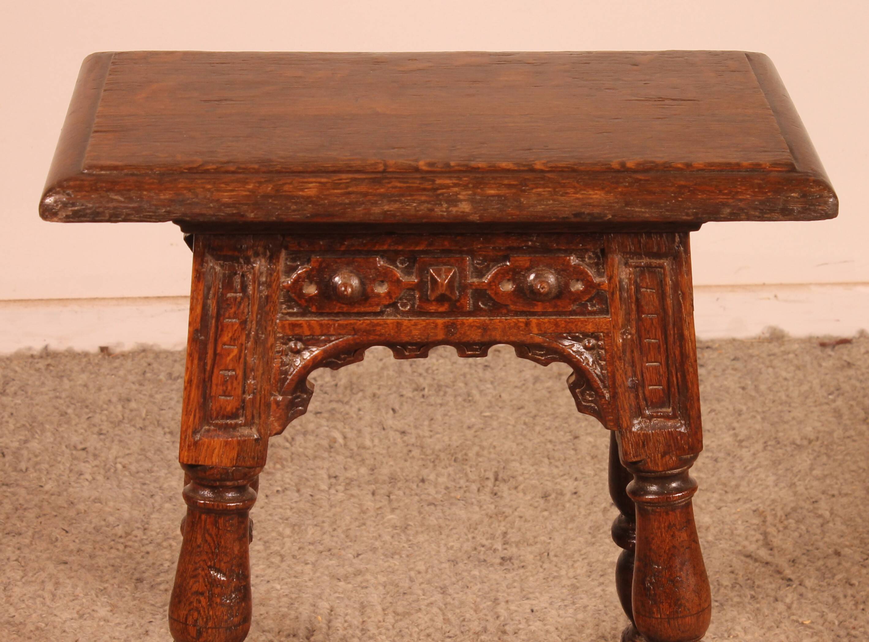 early 17th century oak high stool