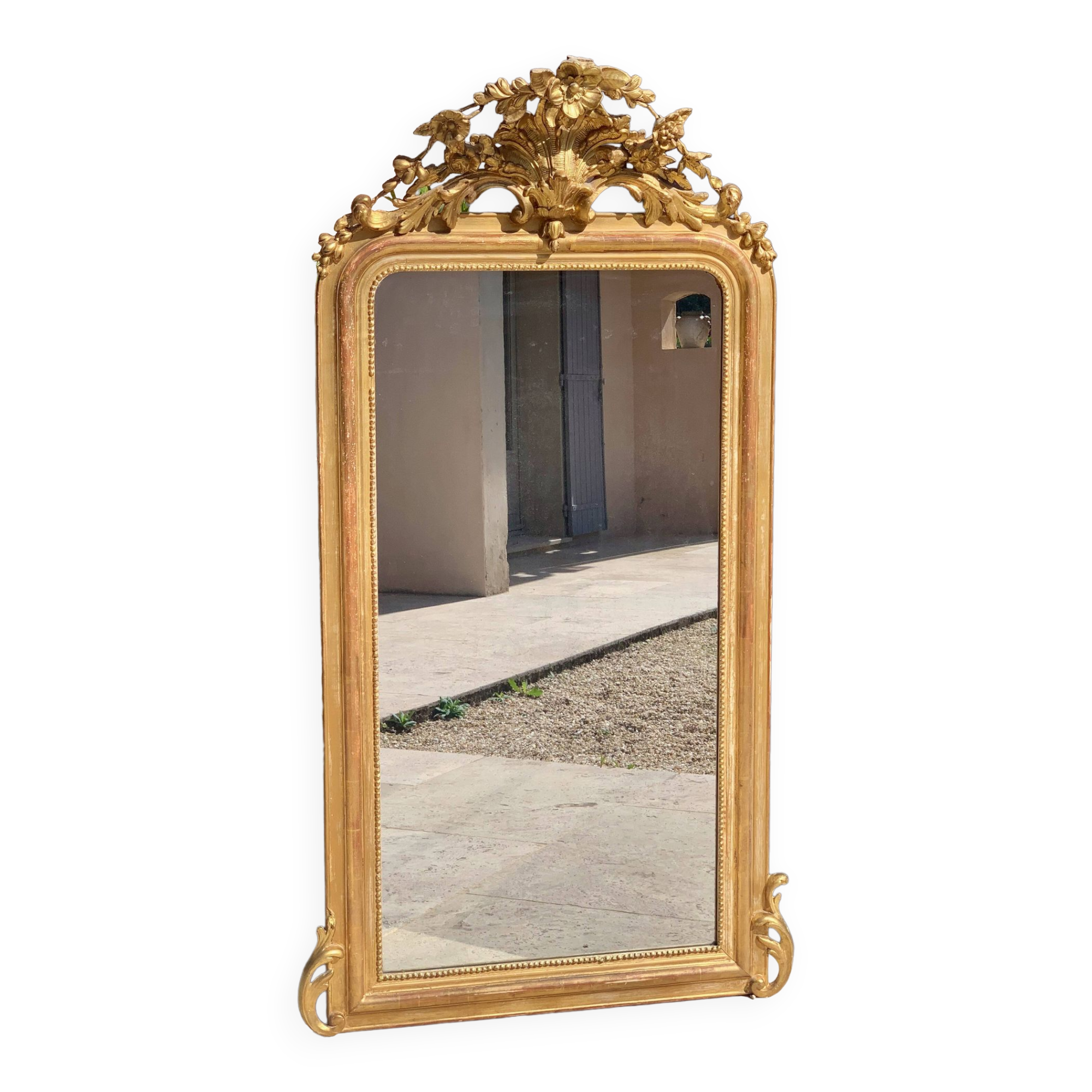 Napoleon iii mirror from the 19th century, large model, in gilded wood, height: 156 cm