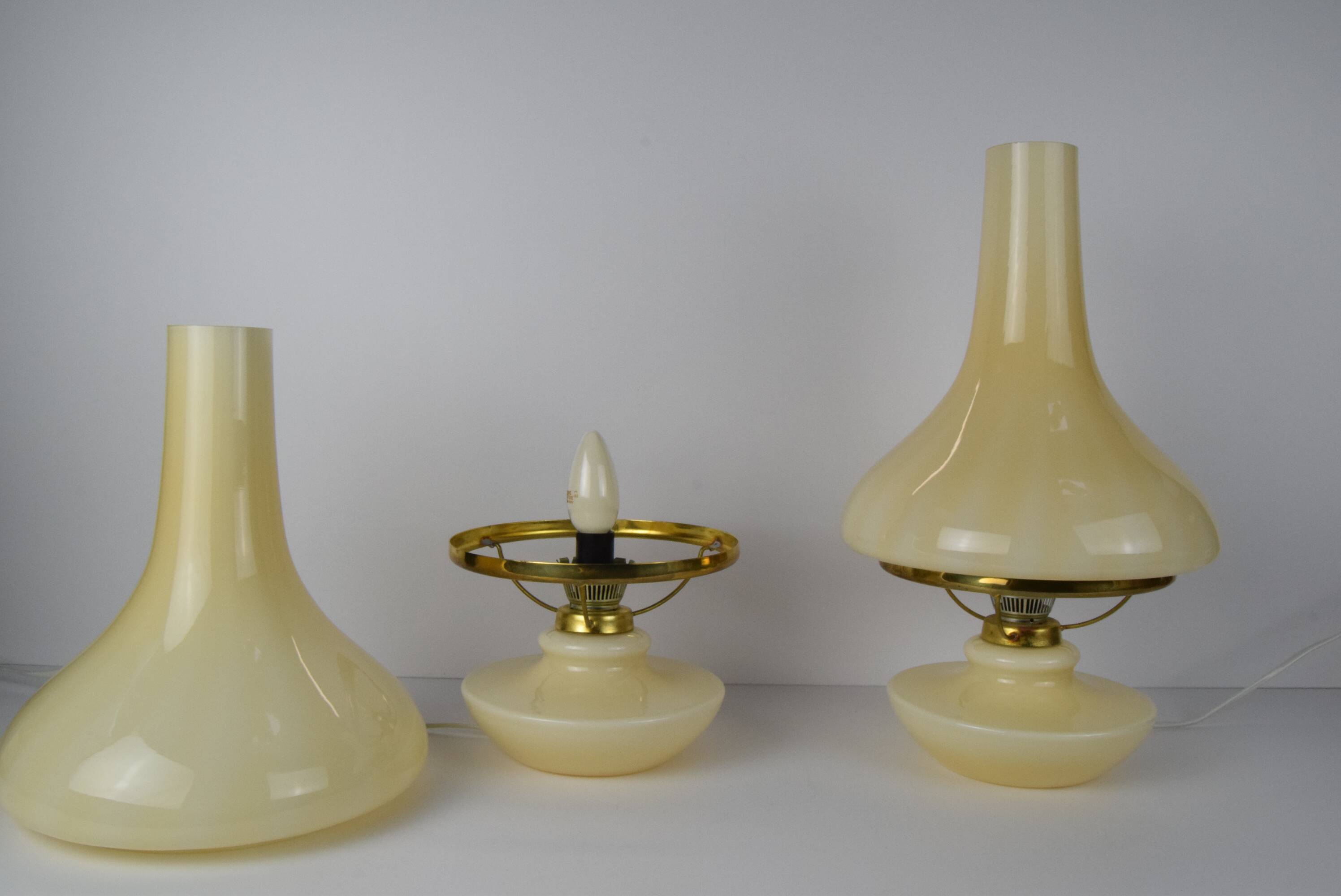 Pair of mid-century Table Lamps, Osvětlovací sklo závod Janštejn, Czechoslovakia, 1970