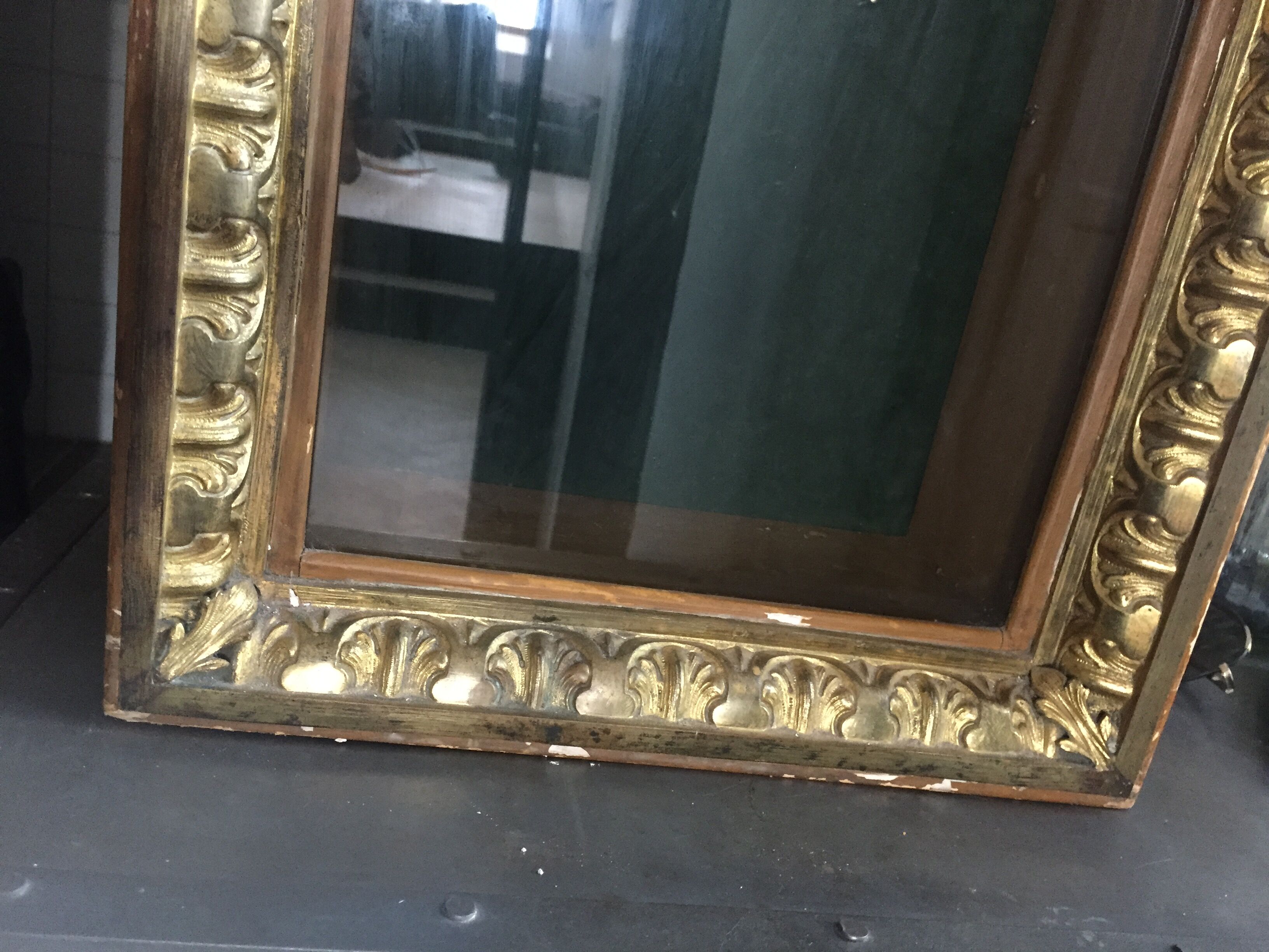 Old wood display and brass ornaments