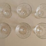 Lot de 6 verres à pied ciselés vintage