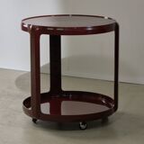 Desserte ronde et bar bordeaux, par Alberto Rosselli pour Kartell, années 1970