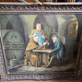 Granval: oil painting on canvas depicting a tasting scene in the cellars of a monastery.