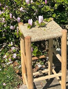 High wood and rope stool
