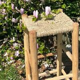 High wood and rope stool