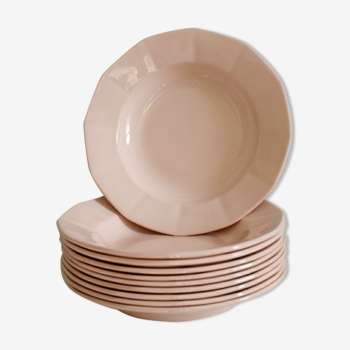 Set de 10 assiettes creuses rosés Digoin