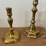 Duo of brass candlesticks