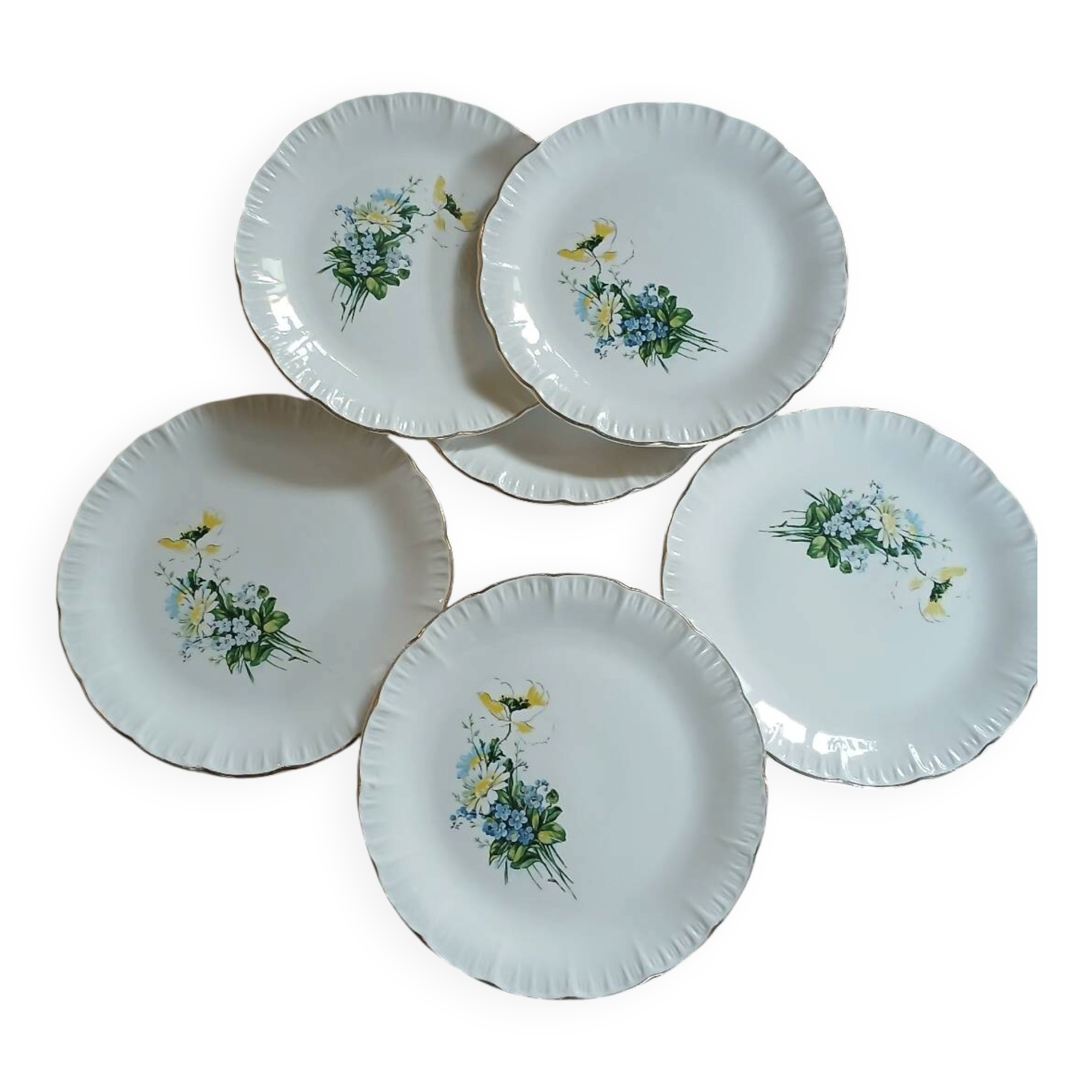 6 antique dessert plates from Digoin and Sarreguemines