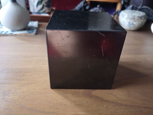 Presse papier / serre livre cube marbre noir - années 1970