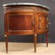 French Louis XVI style half-moon commode with marble top