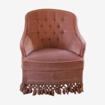 Fauteuil crapaud vieux rose