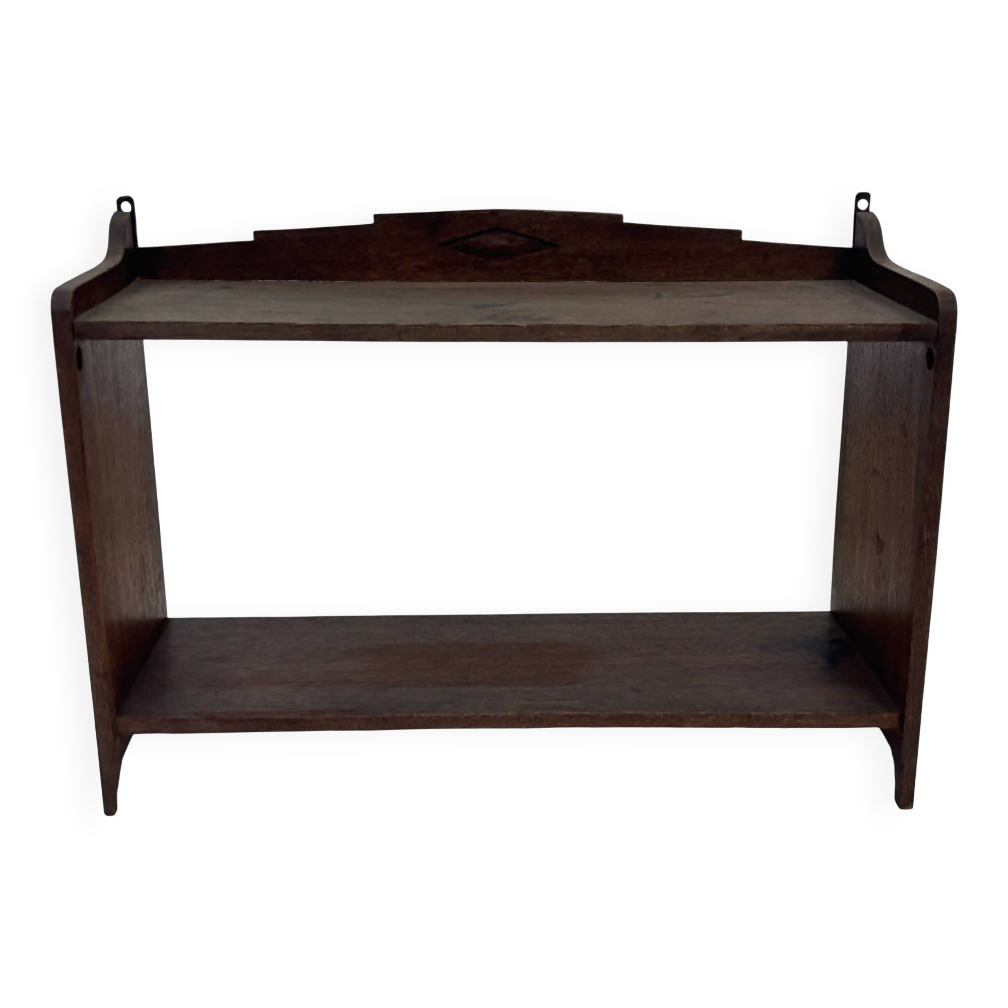 Art Deco wooden wall shelve rack bookshelf in dark wood minimalist