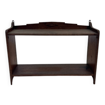 Étagère murale en bois Art Déco en bois foncé, minimaliste.