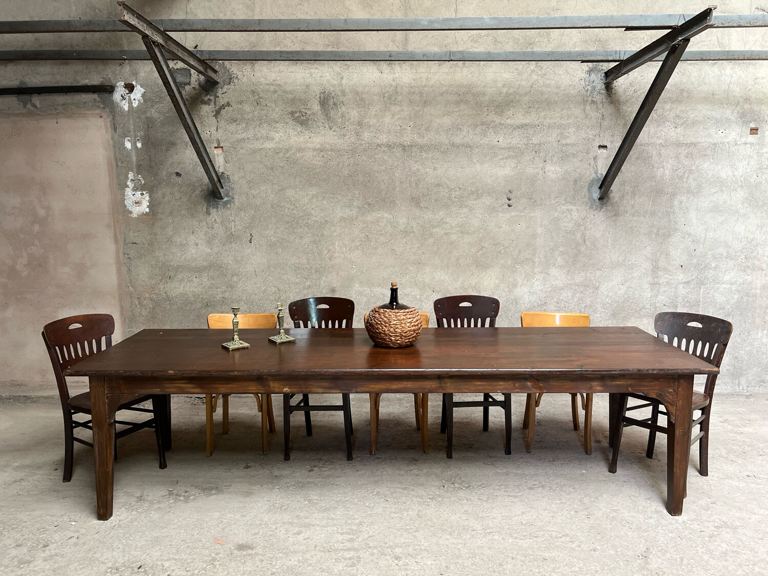 Old 3m fir farm table late 19th early 20th
