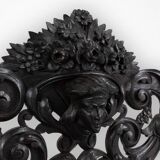 Richly carved baroque black wooden sculptured shelf, France ca. 1850