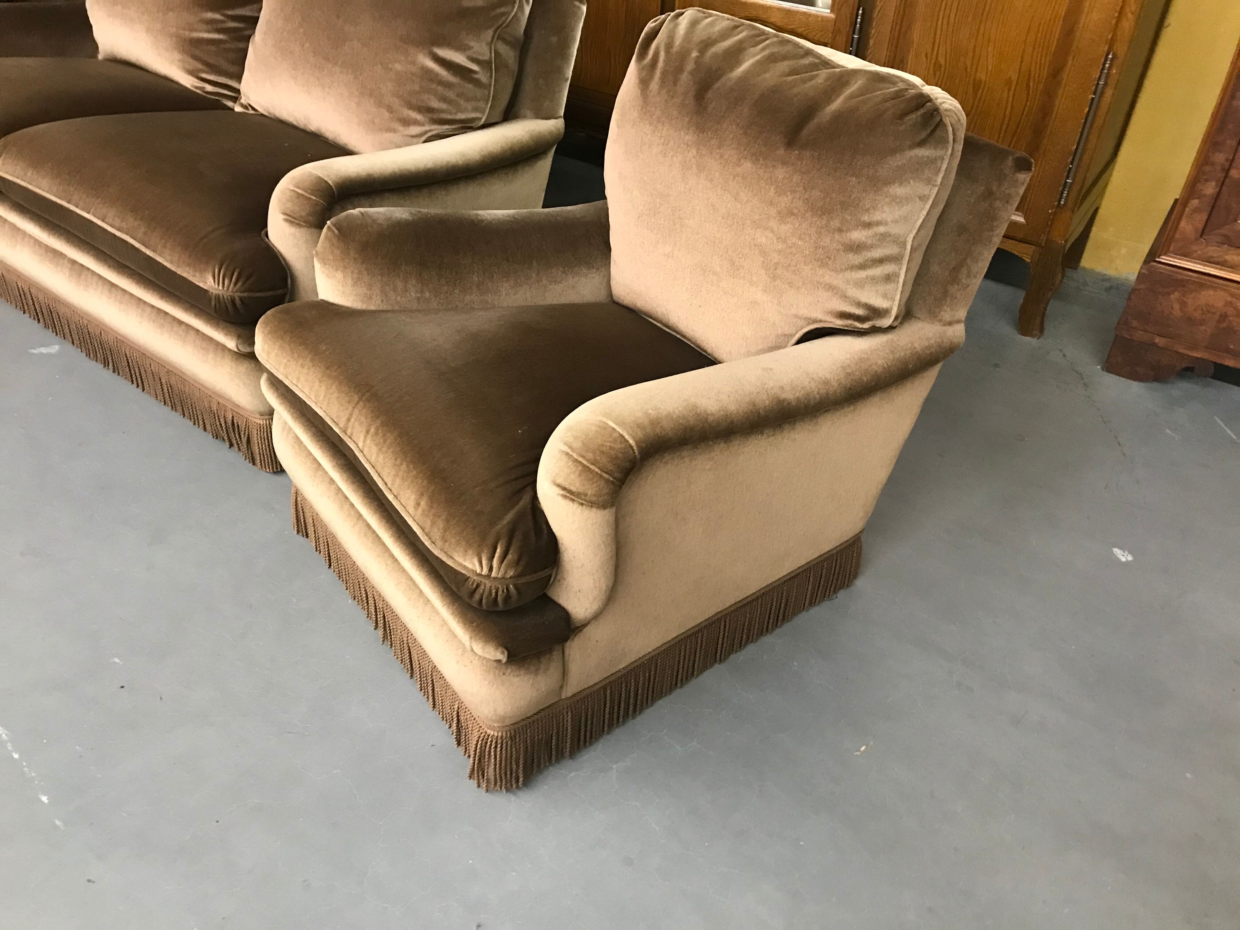 Sofa lounge two velvet armchairs 1970 Sanz
