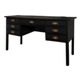 Vintage black matte wooden desk — brass finish handles — beautiful pa
