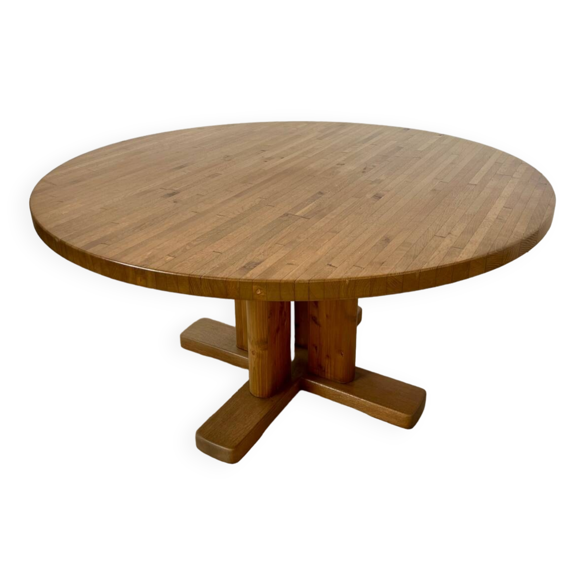 Large solid wood table 140 cm, vintage Scandinavian 70s design