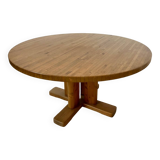Large solid wood table 140 cm, vintage Scandinavian 70s design