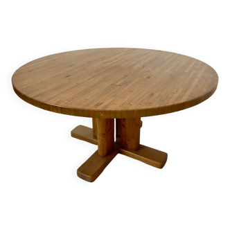 Large solid wood table 140 cm, vintage Scandinavian 70s design