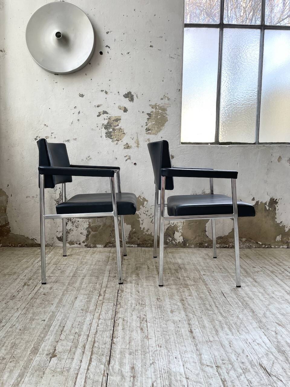 Pair of chrome office chairs