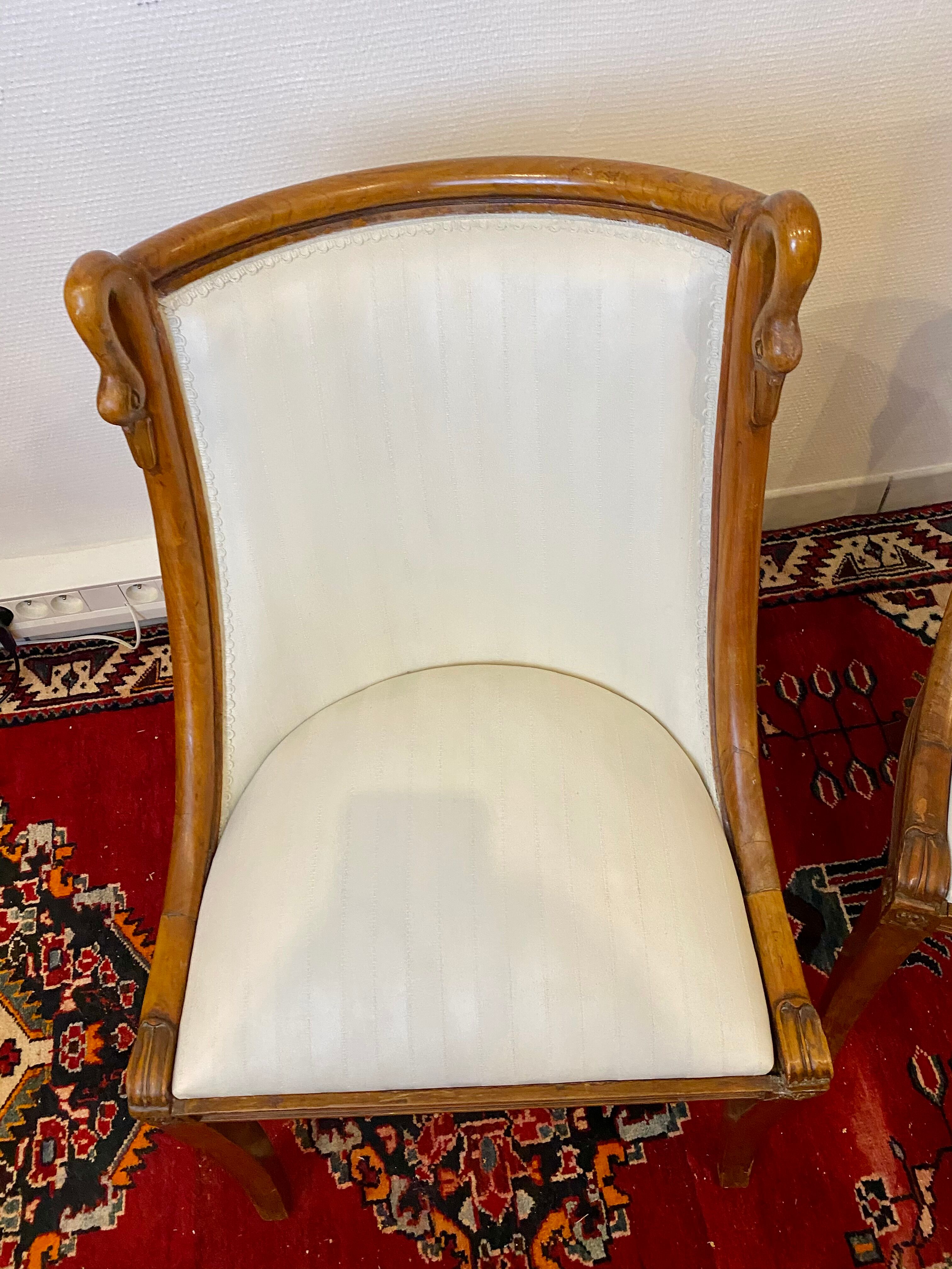 Pair of Chairs Rising Swan Collar Restoration Period