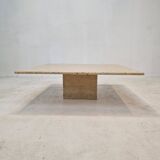 Italian Square Coffee Table in Travertine, 1980s