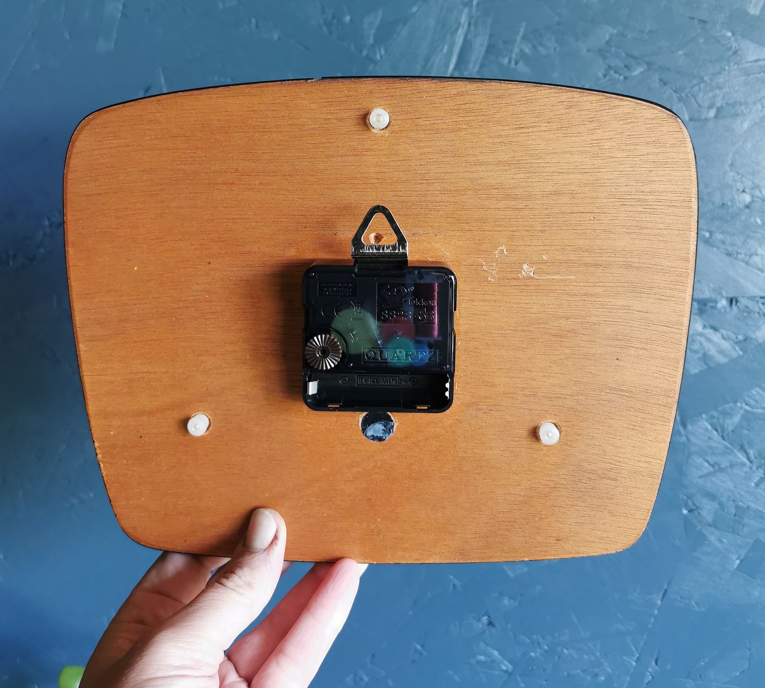 Vintage clock silent rectangular wall clock "Yellow Flash"