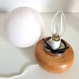 Pair of wooden bedside lamps