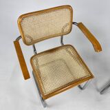 Set of 2 Tubular Frame and Cane Cantilever Arm chairs, Italy, 1970s