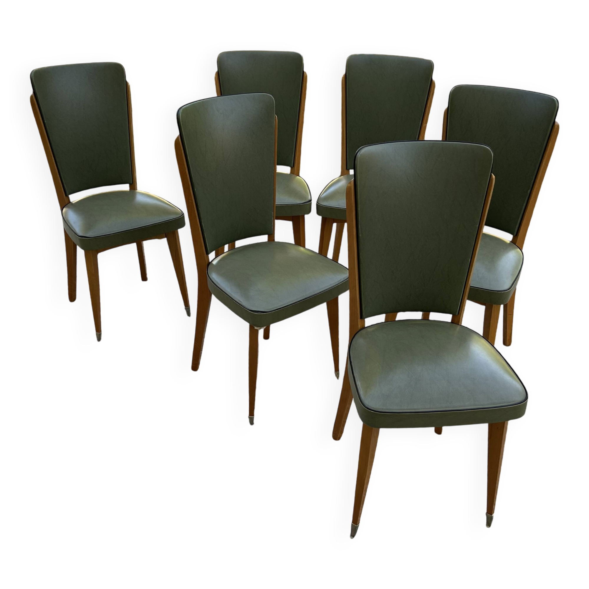 Green Skaï chair from the 1930s