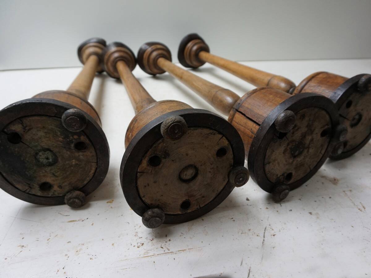 Large Antique French Wooden Candlesticks, 19th Century, Set of 4