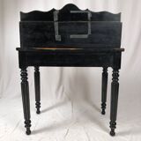 Bonheur du jour in black lacquered wood with rich painted decorations of flowers and birds, Napoleon III