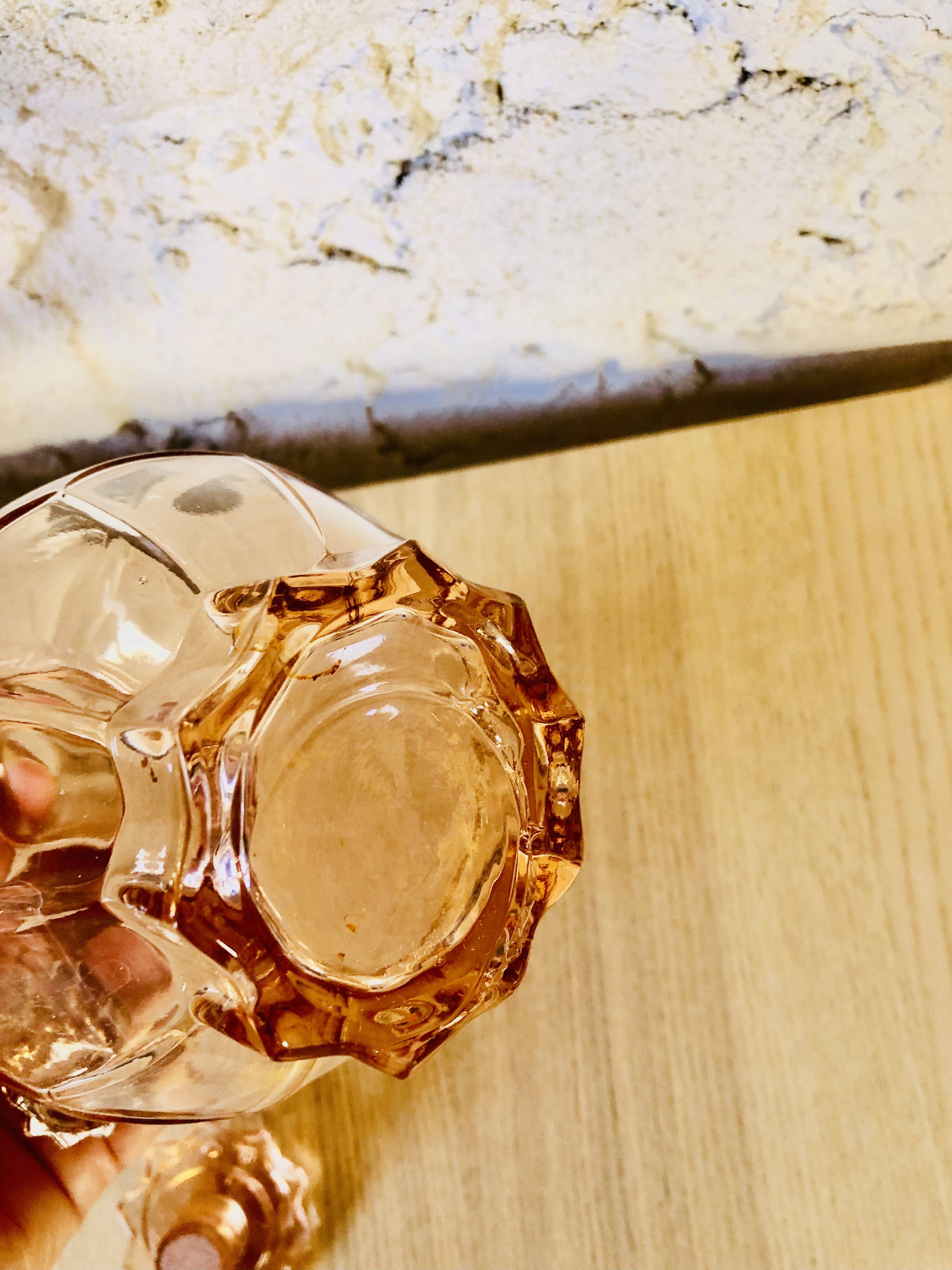 Vintage pink glass liqueur set