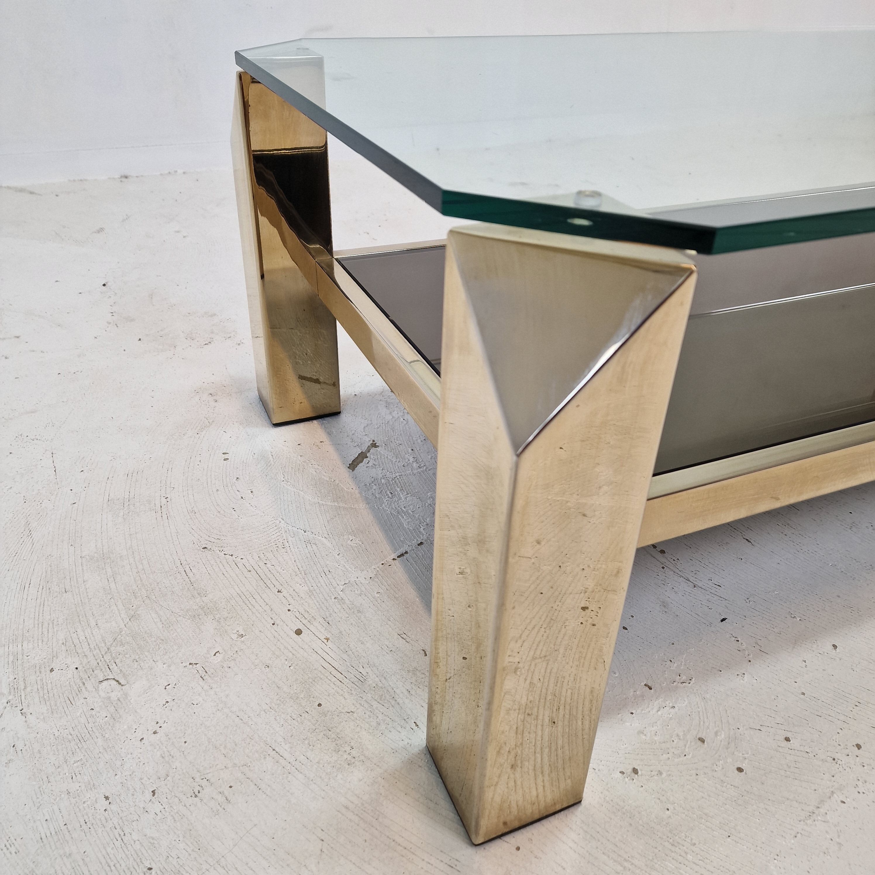 Belgo chrom coffee table 23kt gold plated, 1970's