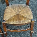 Set of 4 Louis XV straw chairs – solid wood – curved backrest