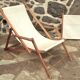Deckchair with extension chaise longue, in wood and fabric