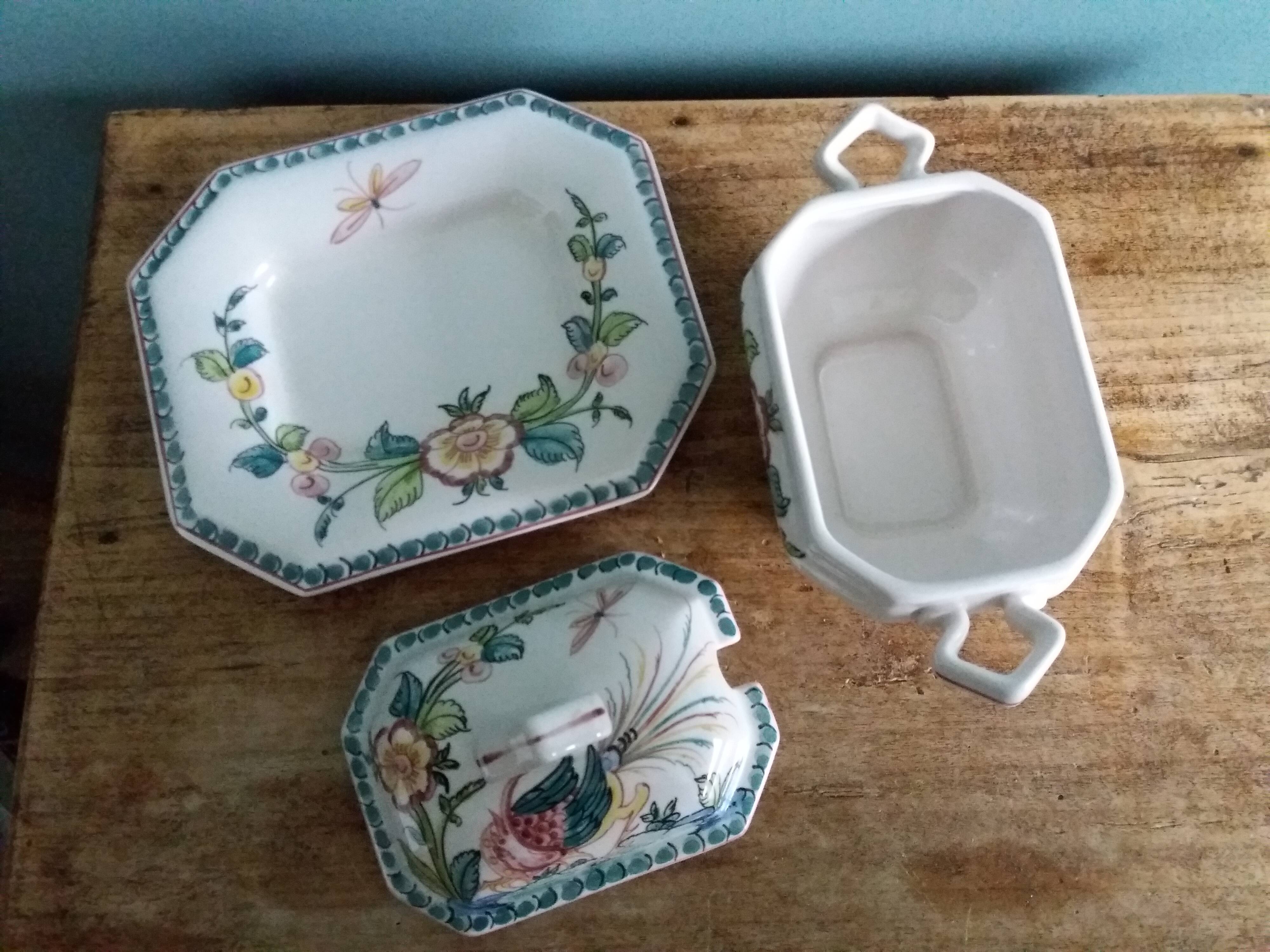 Sugar or mustard bowl Anfora Agueda hand painted ceramic Portugal