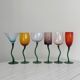 6 colored glasses with twisted feet