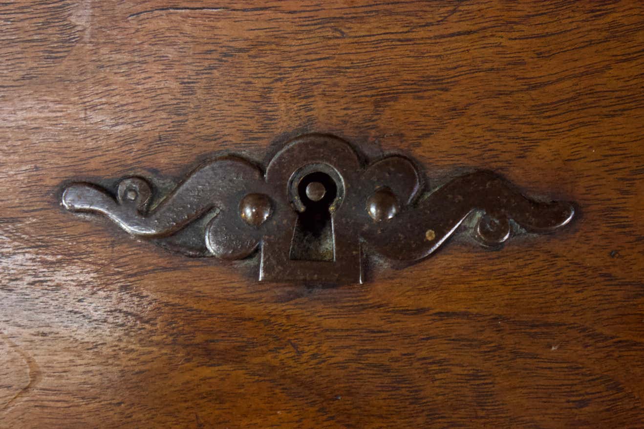 Rustic wooden secretary with 19th century flap