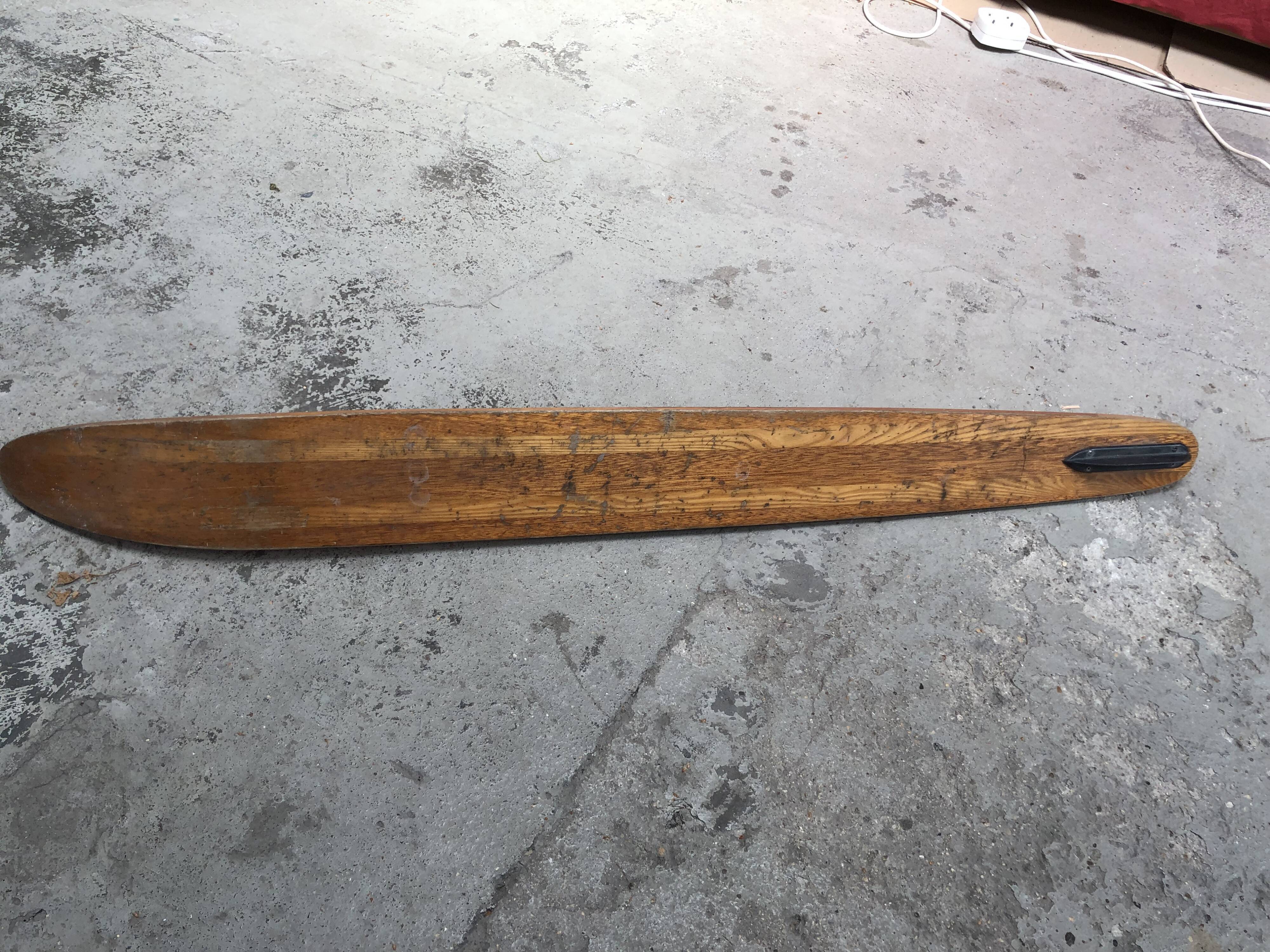 Old wooden water skis