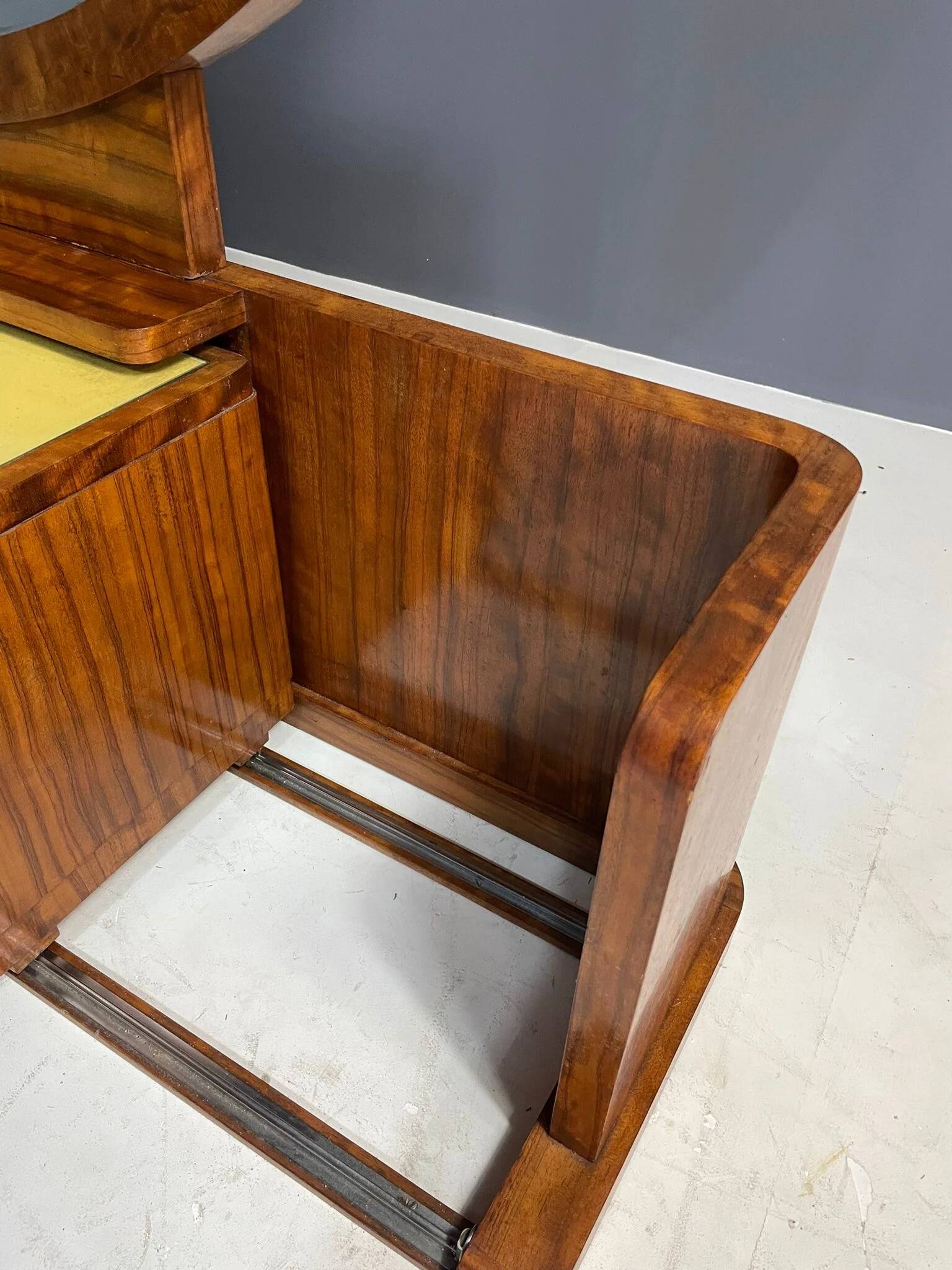 Art Deco vanity with stool, walnut, Czechoslovakia, 1930s