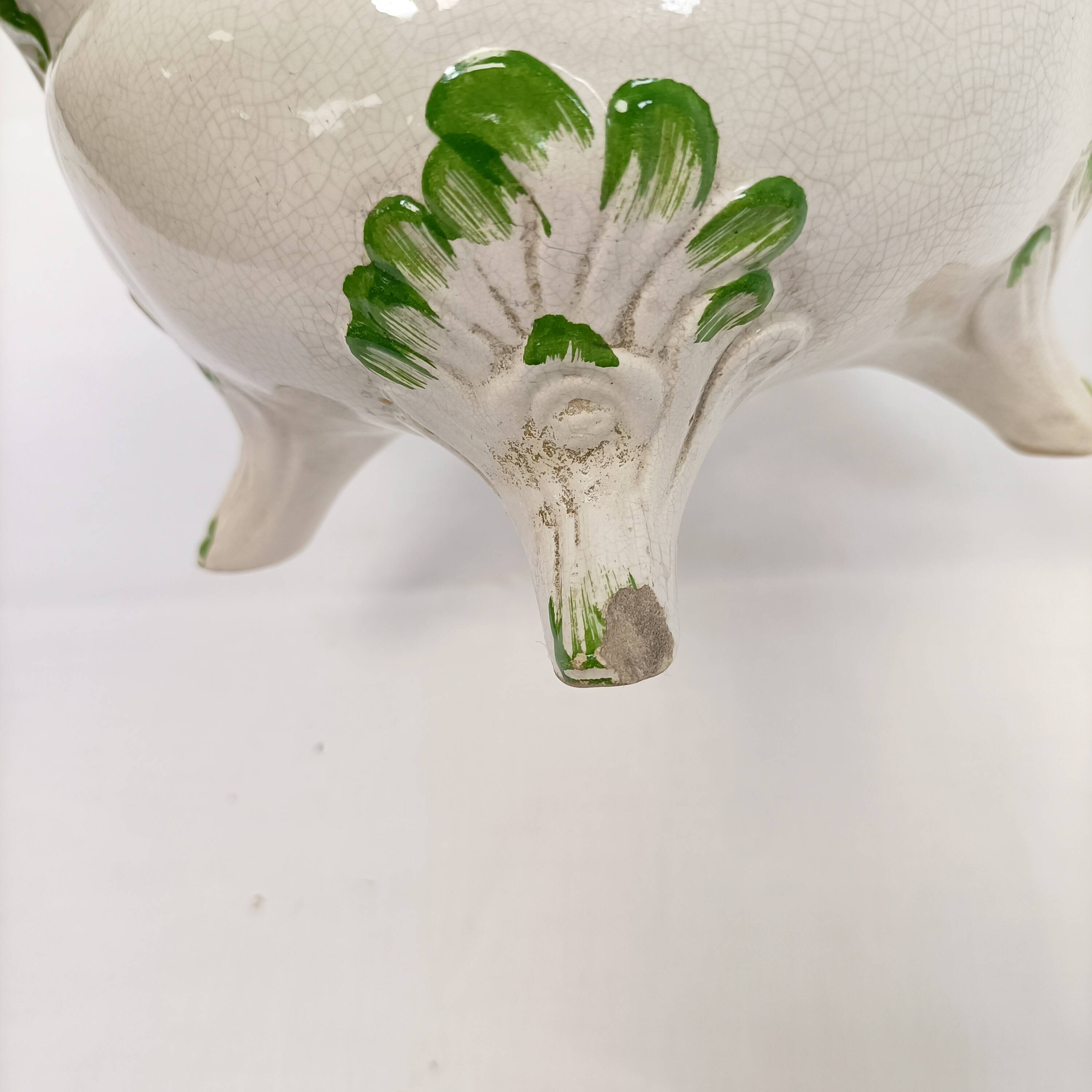 Antique Italian Bassano Vase Pitcher Carafe - Flower Pattern