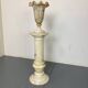 Vintage Spanish Alabaster Pedestal Column with Original Vase, 1970s, Set of 2
